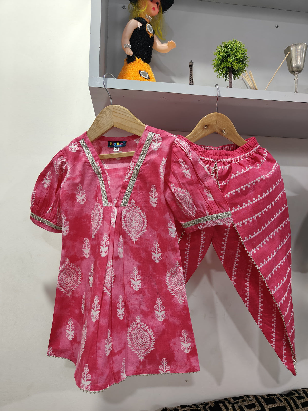 Pink Dhoti Set