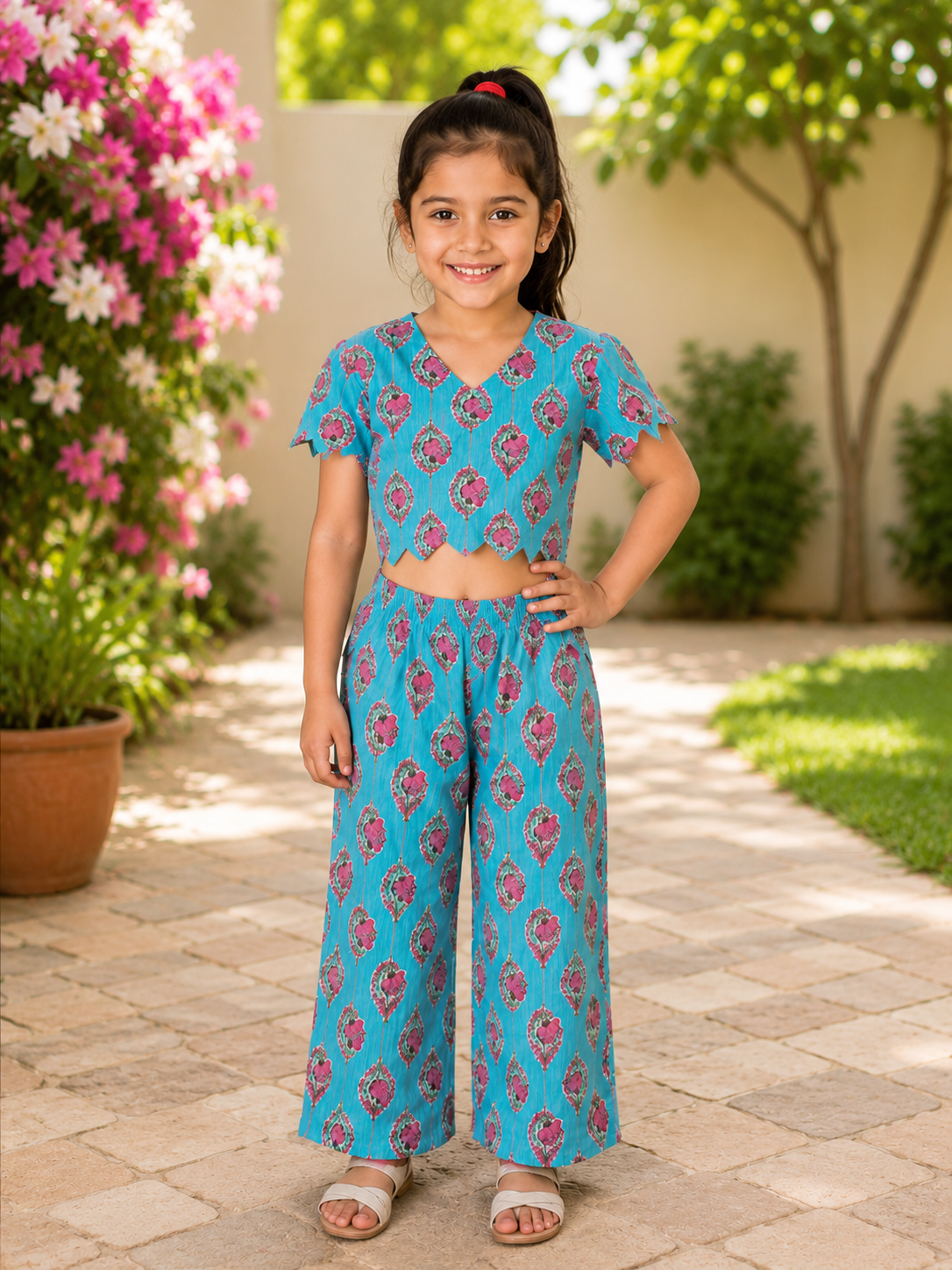 Light Blue Crop Top Coord Set