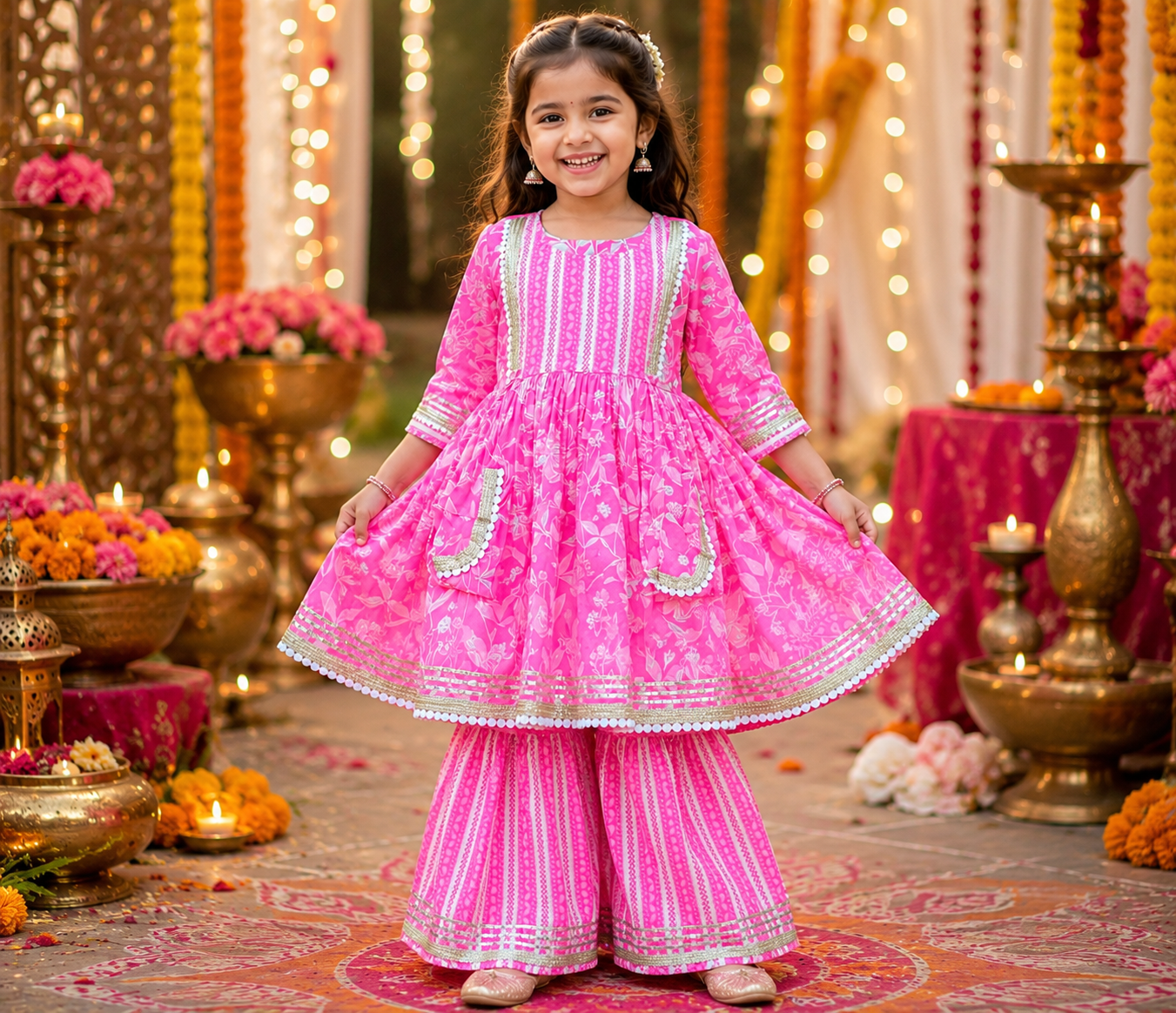 Pink Sharara Set