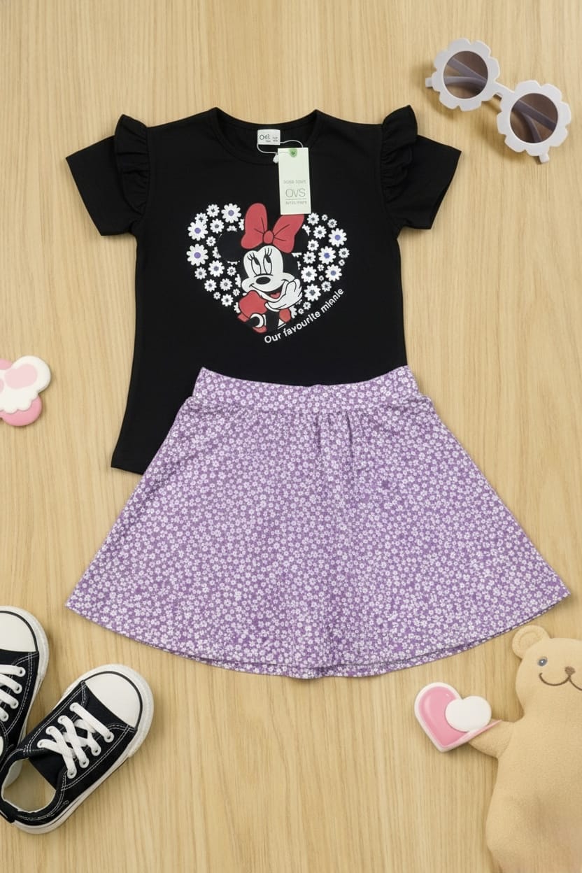 Black & Purple Skirt Set
