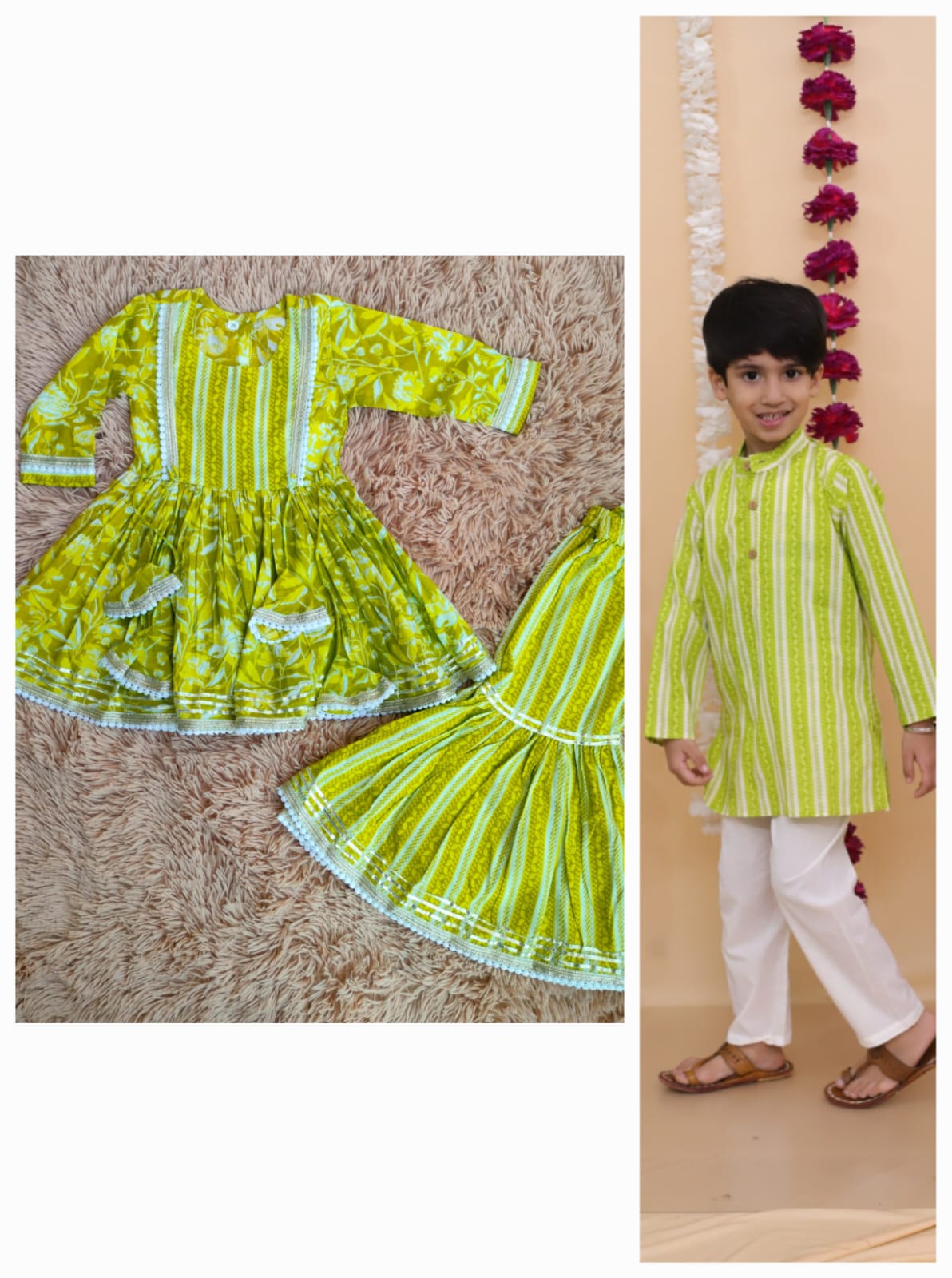 Parrot Green Girl Sharara Set