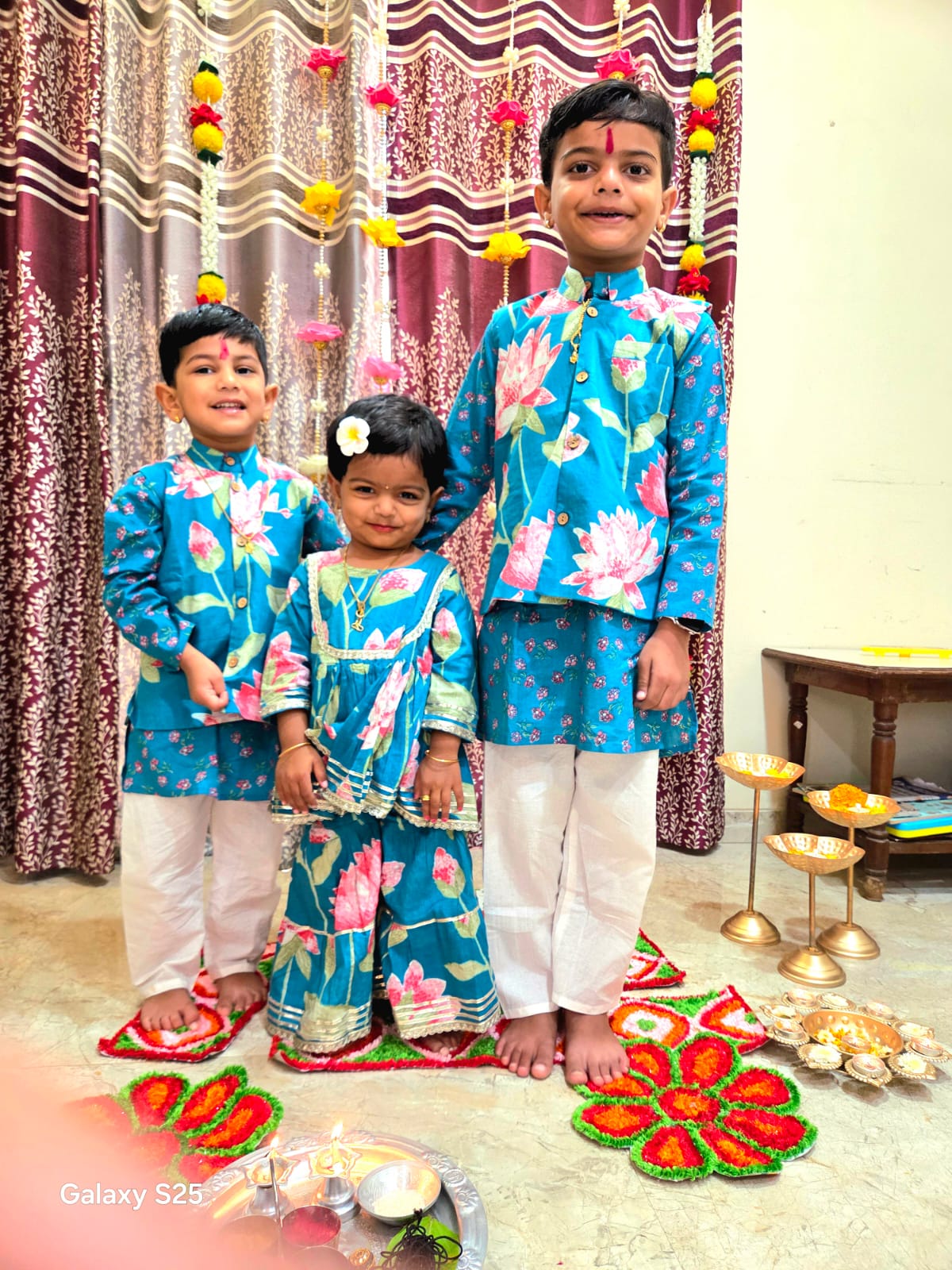 Blue Lotus Print Sharara Set