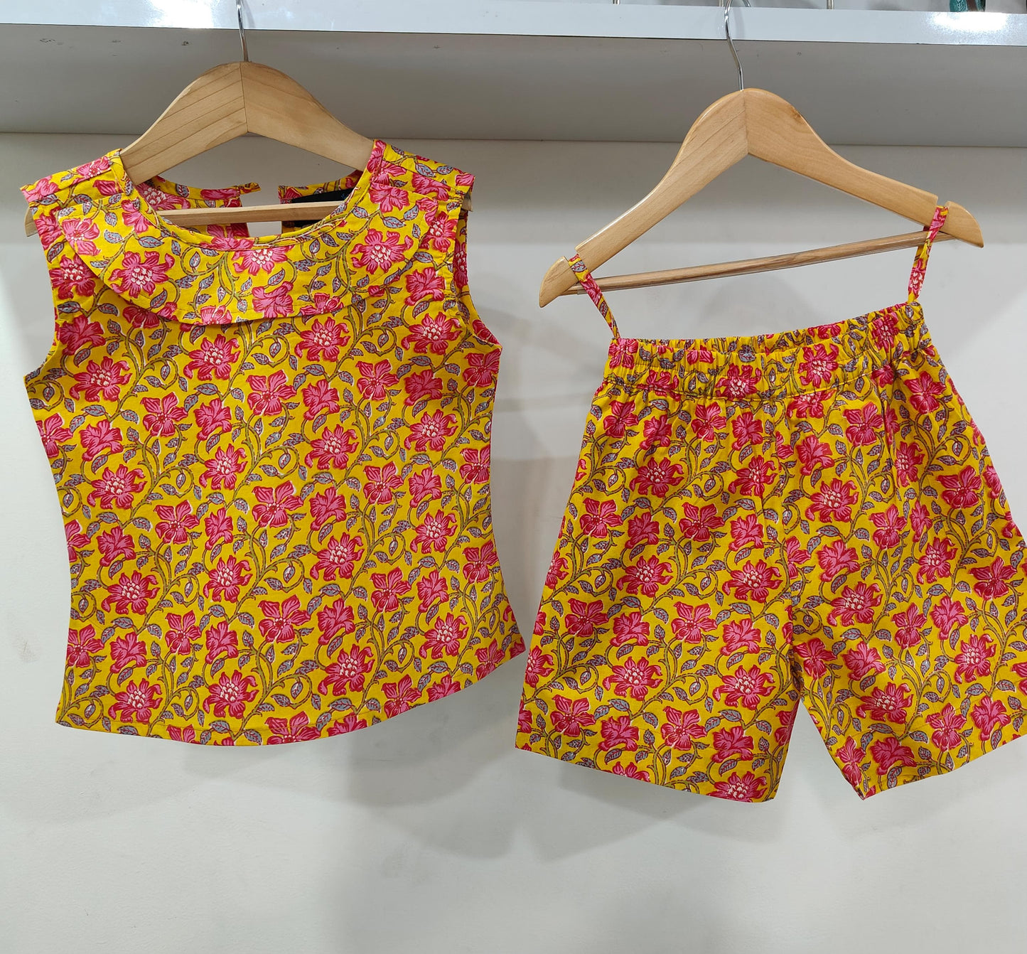 Pink Flower Shorts Set
