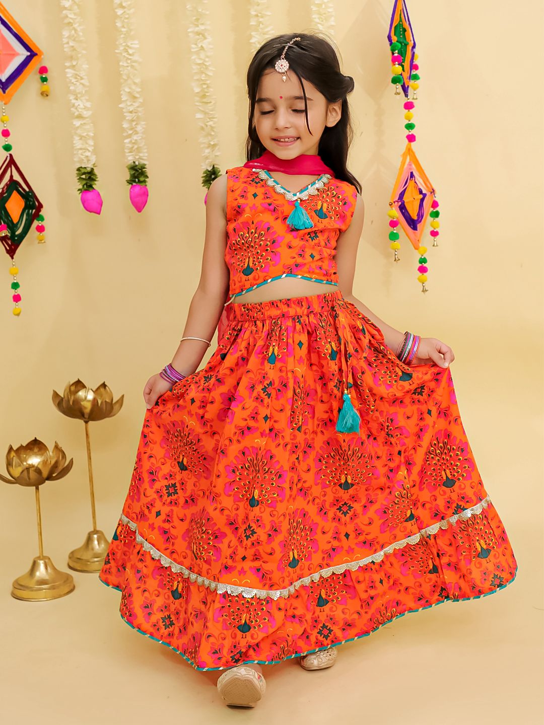 Orange Lehanga For Girls