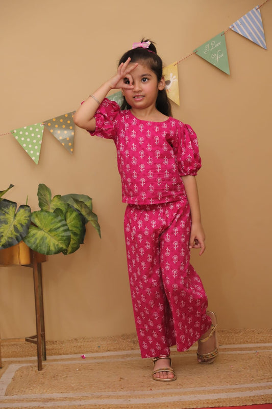 Pink Bulloon Sleeve Coordset