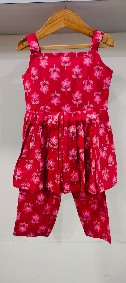 Red Flower Print Coordset