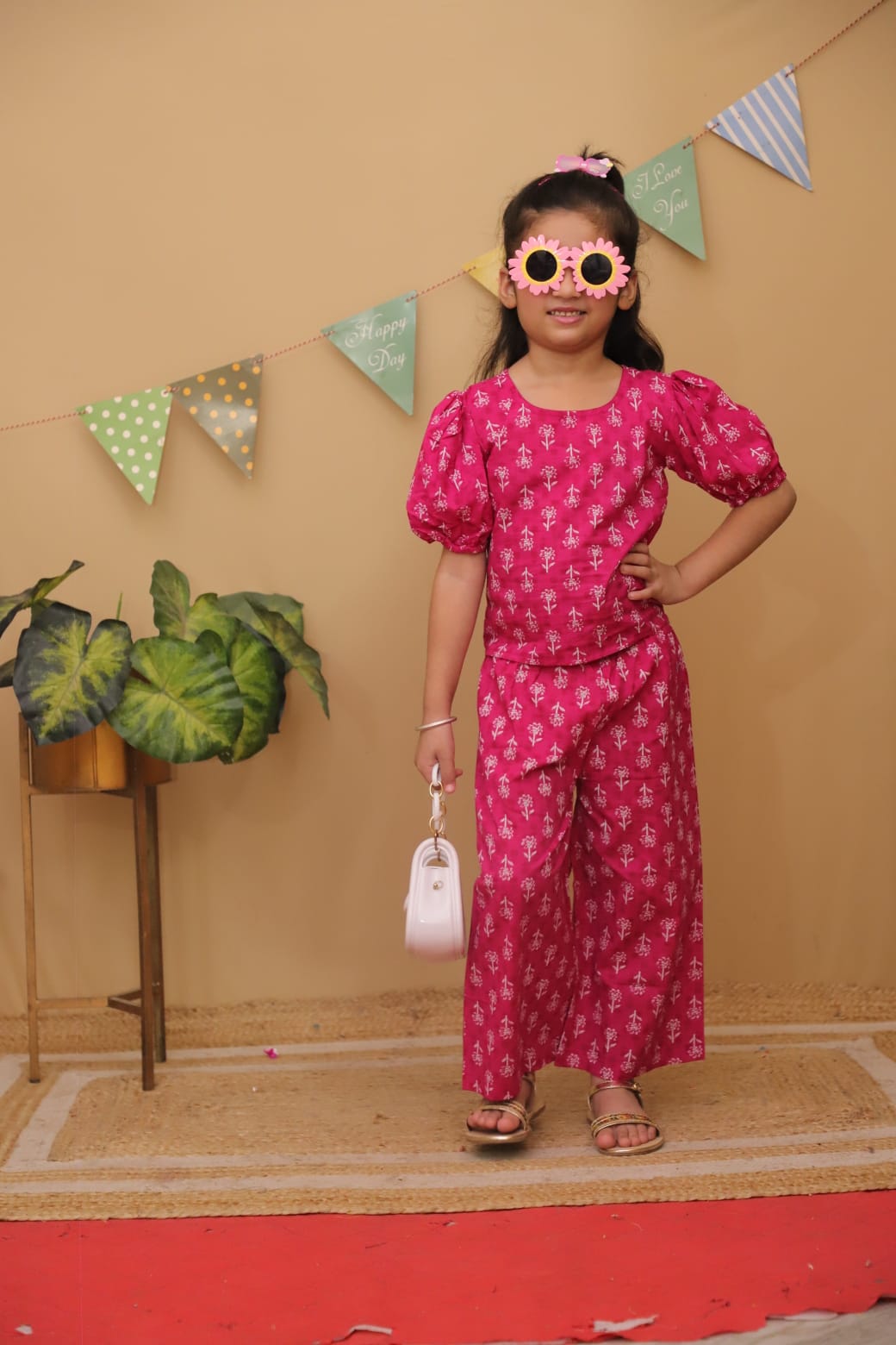 Pink Bulloon Sleeve Coordset