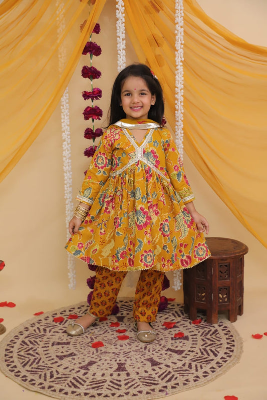 Aliya cut Mustard colour dress