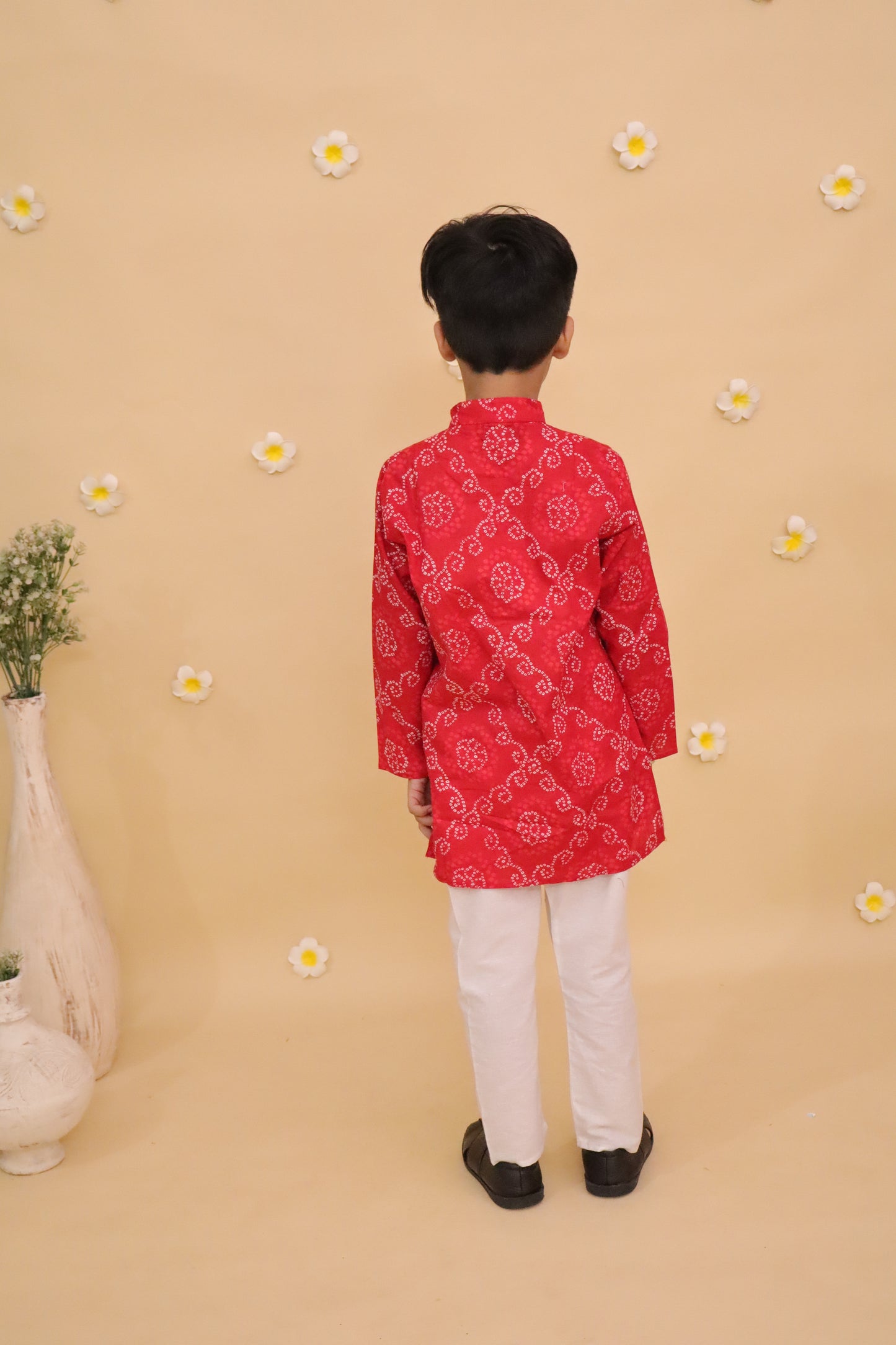 Red Bandhani Kurta Payjama Set