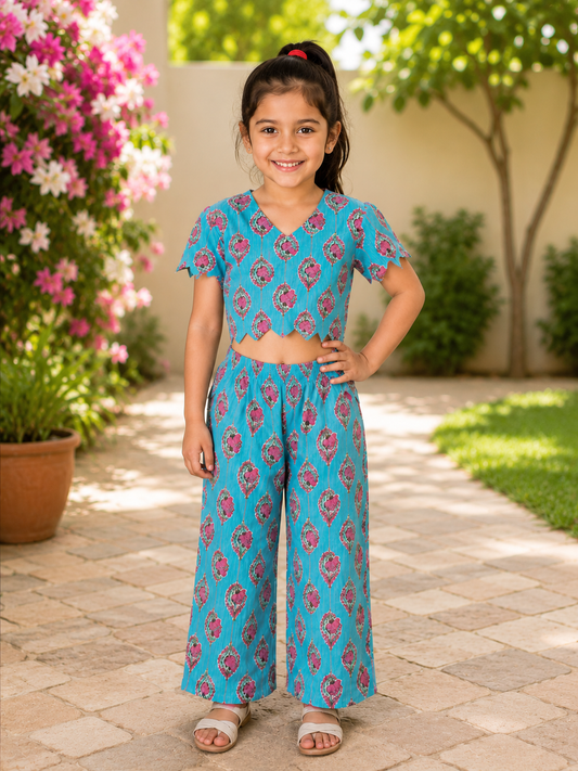 Light Blue Crop Top Coord Set