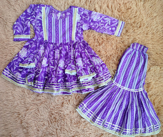 Purple Sharara Set