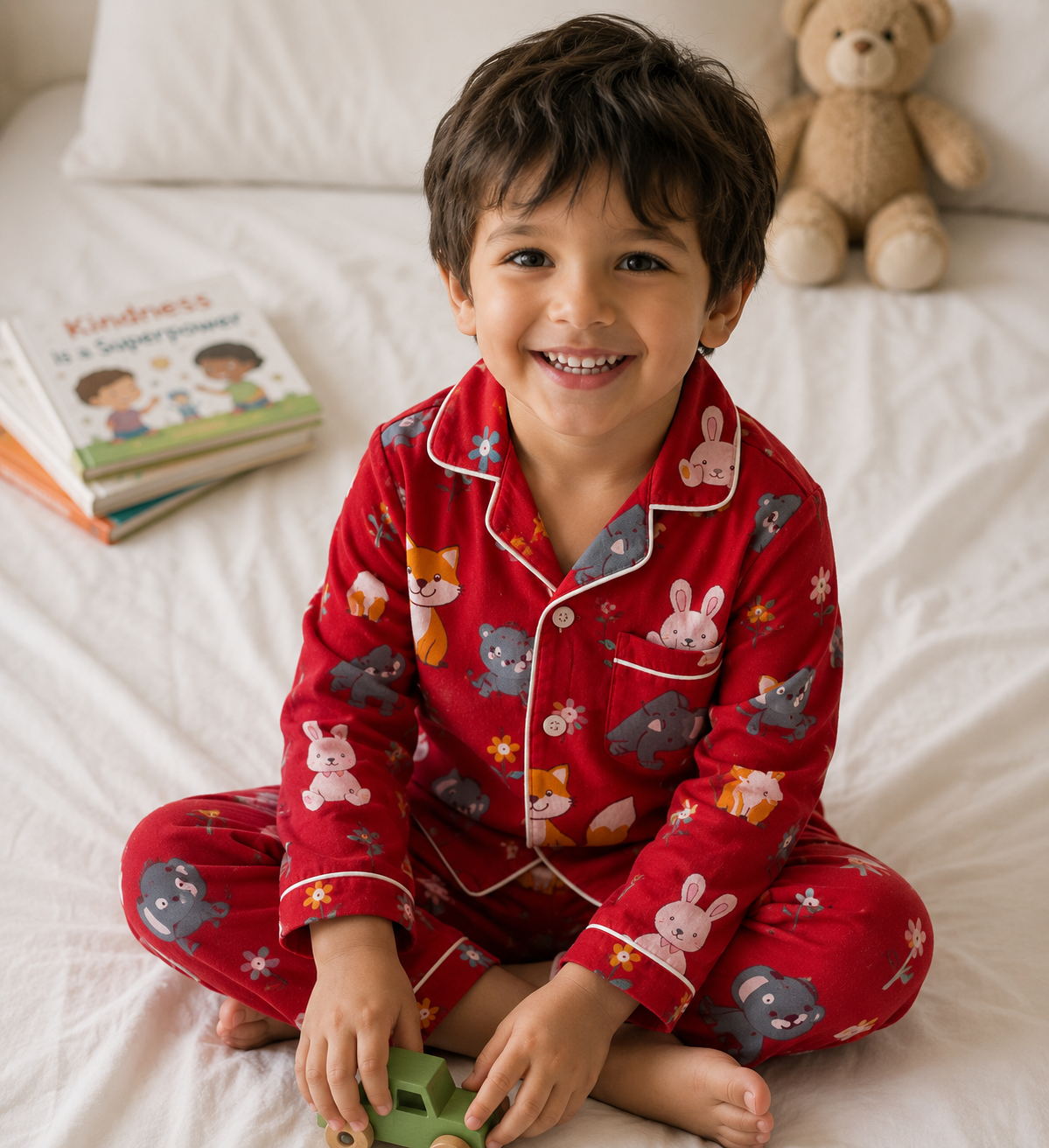 Animal Print Red Nightsuit