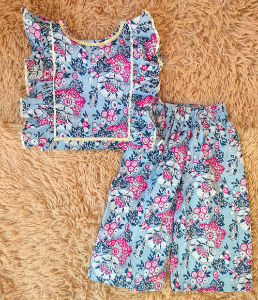 Powder Blue Flower Print Coordset