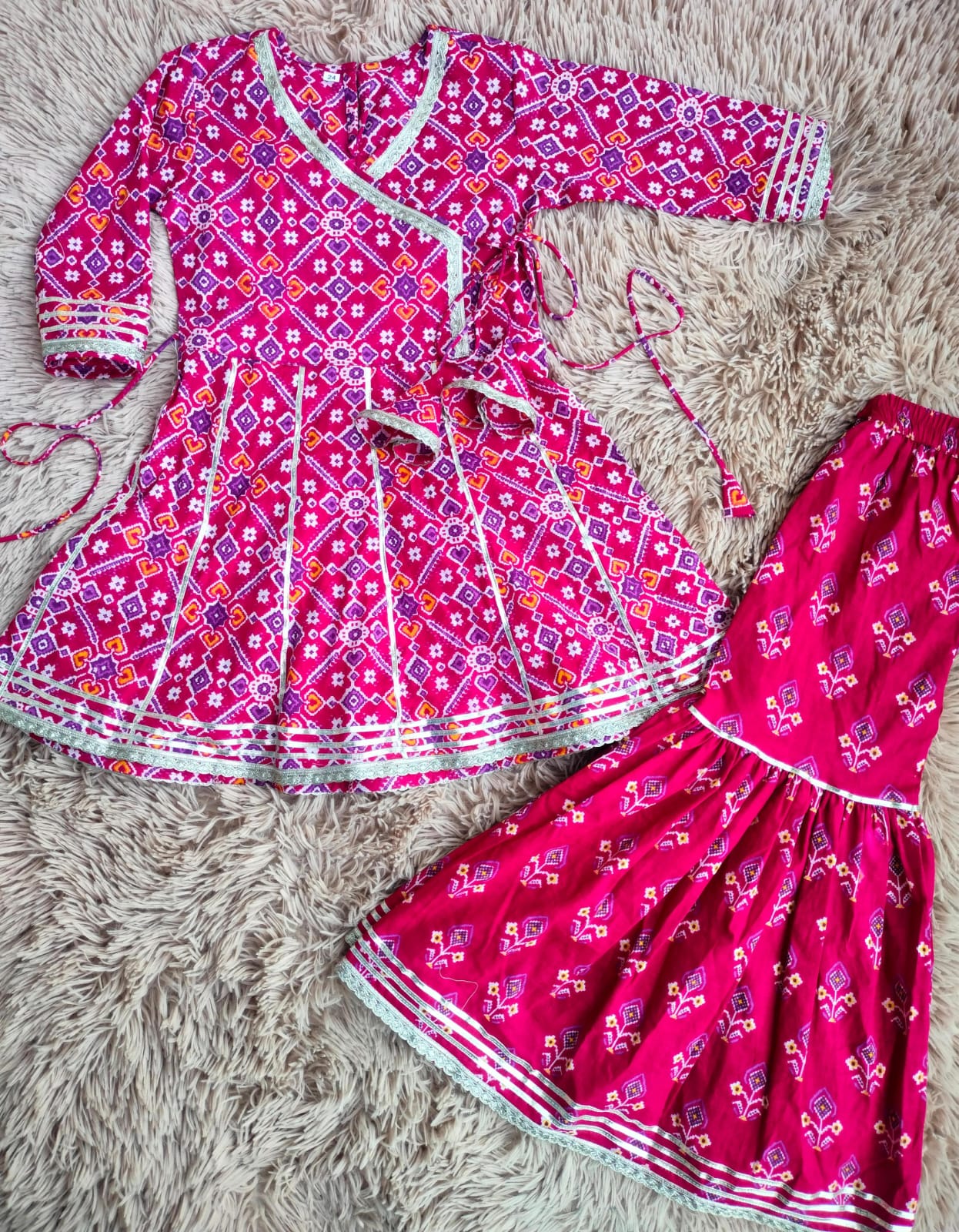Pink Patola Print Anarkali Dress