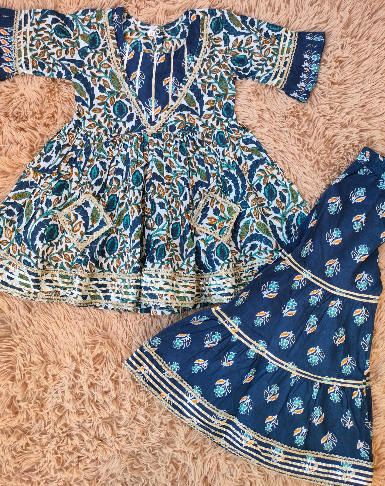 Navy Blue Sharara Set