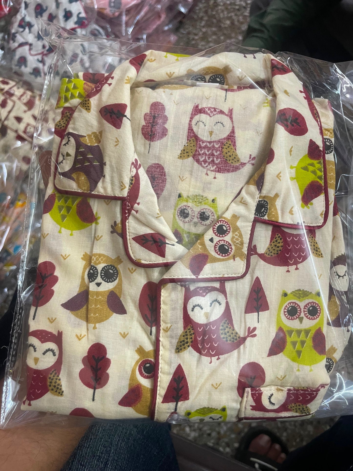 Owl Print Offwhite Nightsuit