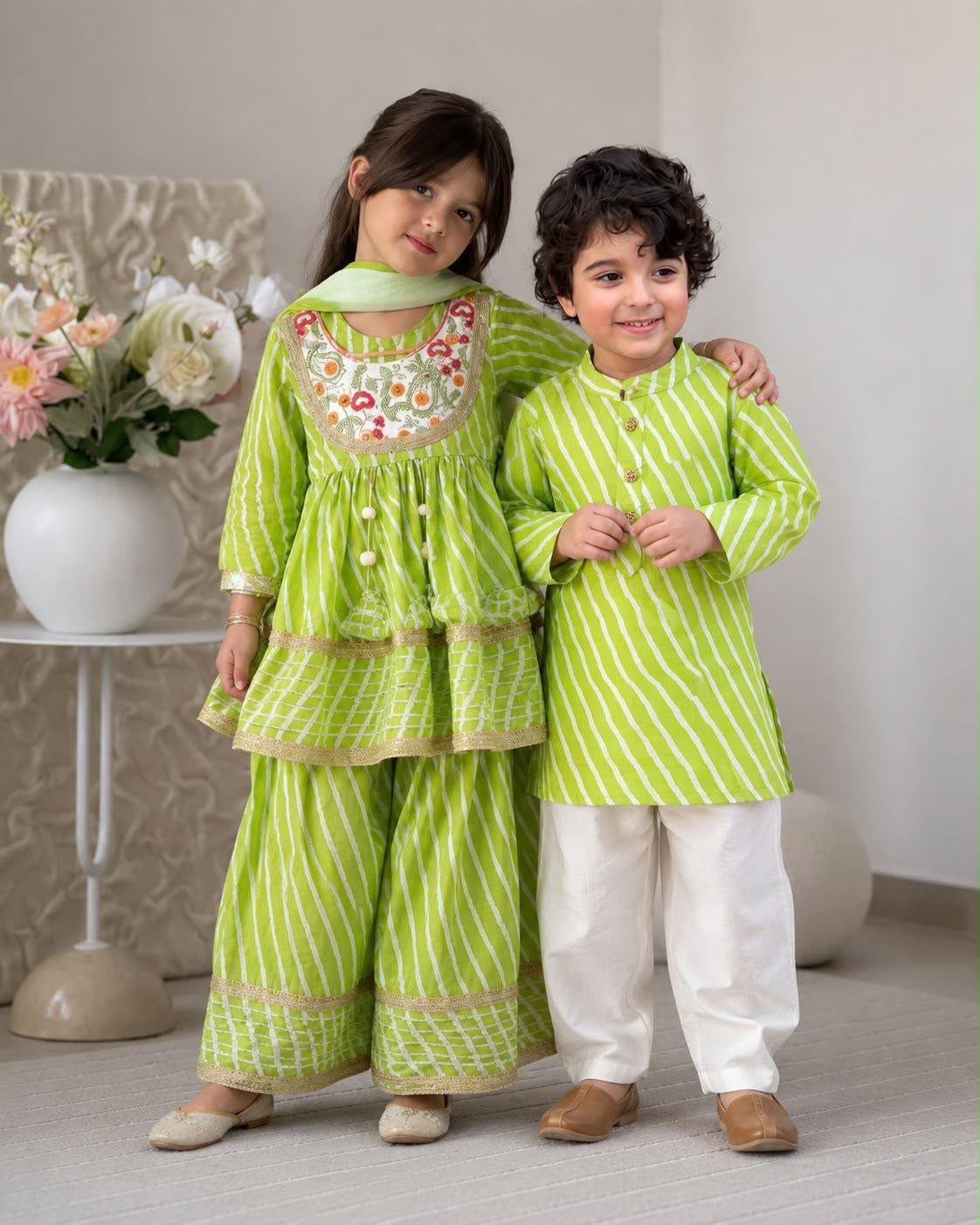 Parrot Green Girl Sharara set