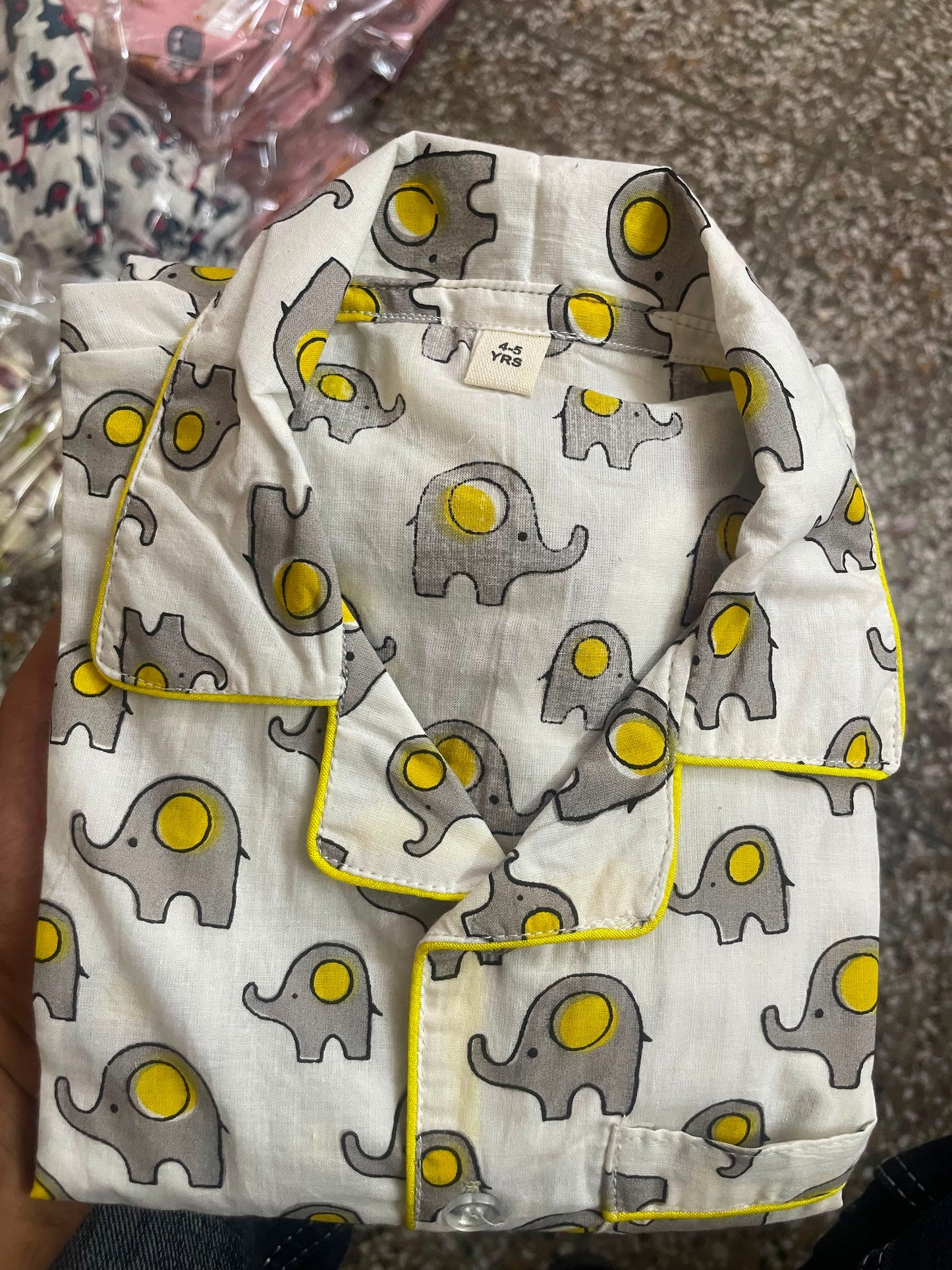 Elephant Print Offwhite Nightsuit