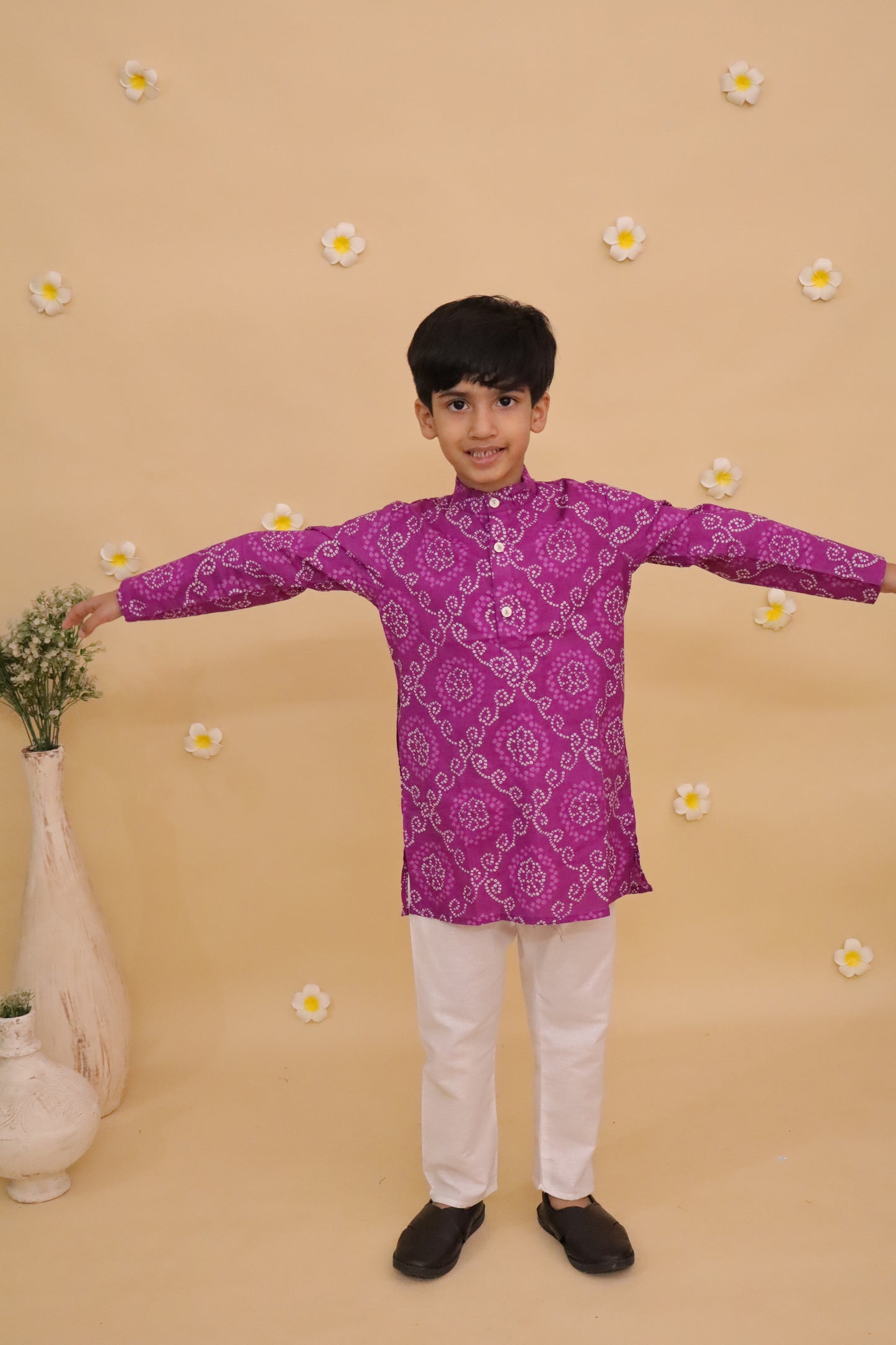 Purple Bandhani Kurta Set