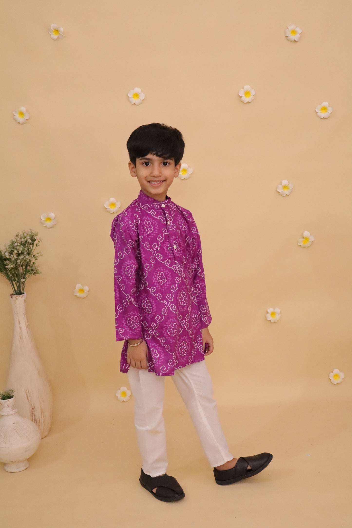 Purple Bandhani Kurta Set