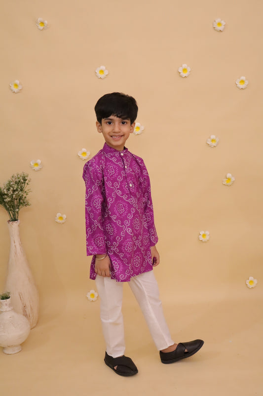 Purple Bandhani Kurta Set