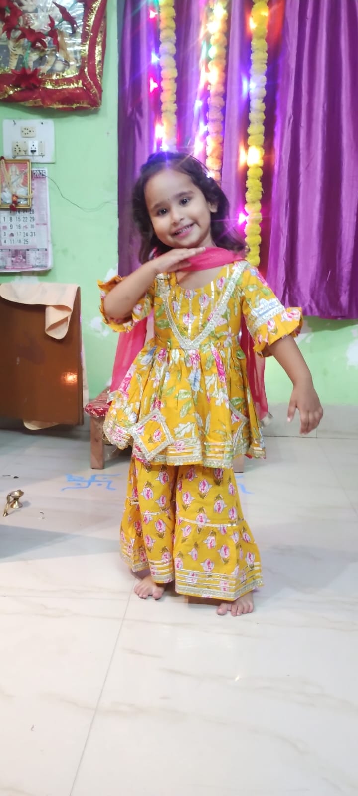 Mustard yellow sharara dress