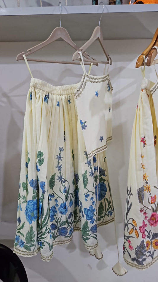 Sleevless  Offwhite Lehanga