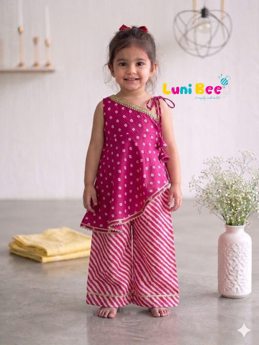 Lehariya &  Bandhani Pink Dress