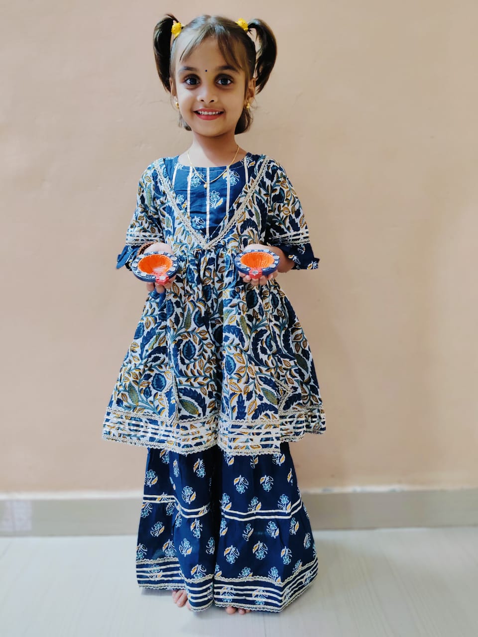 Navy Blue Sharara Set