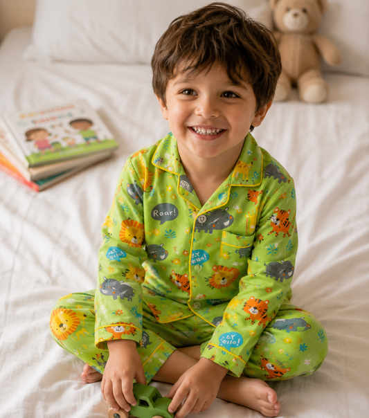 Green Animal Print Night Suit